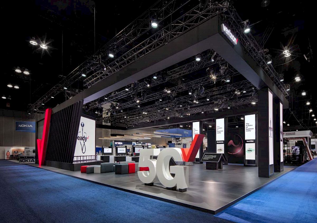 Verizon 5g booth at the Los Angeles Mobile World Congress Americas photographed by Mark A Steele Photography Inc