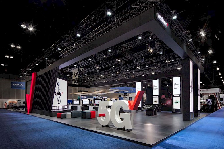 Verizon 5g booth at the Los Angeles  Mobile World Congress Americas photographed  by  Mark A Steele Photography Inc