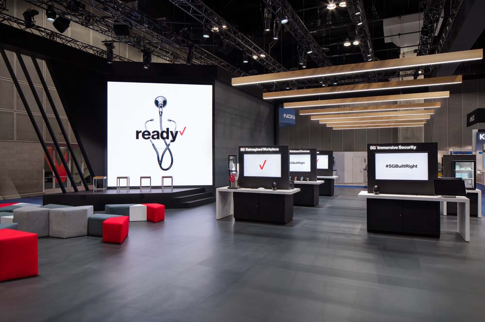 Verizon 5g booth at the Los Angeles Mobile World Congress Americas photographed by Mark A Steele Photography Inc