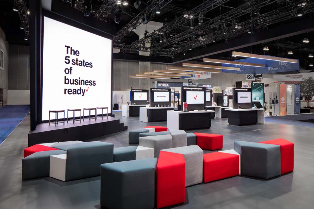 Verizon 5g booth at the Los Angeles Mobile World Congress Americas photographed by Mark A Steele Photography Inc