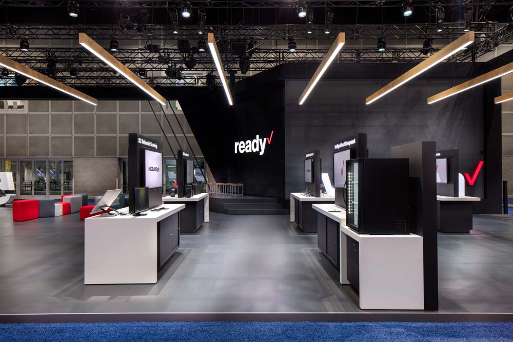 Verizon 5g booth at the Los Angeles Mobile World Congress Americas photographed by Mark A Steele Photography Inc