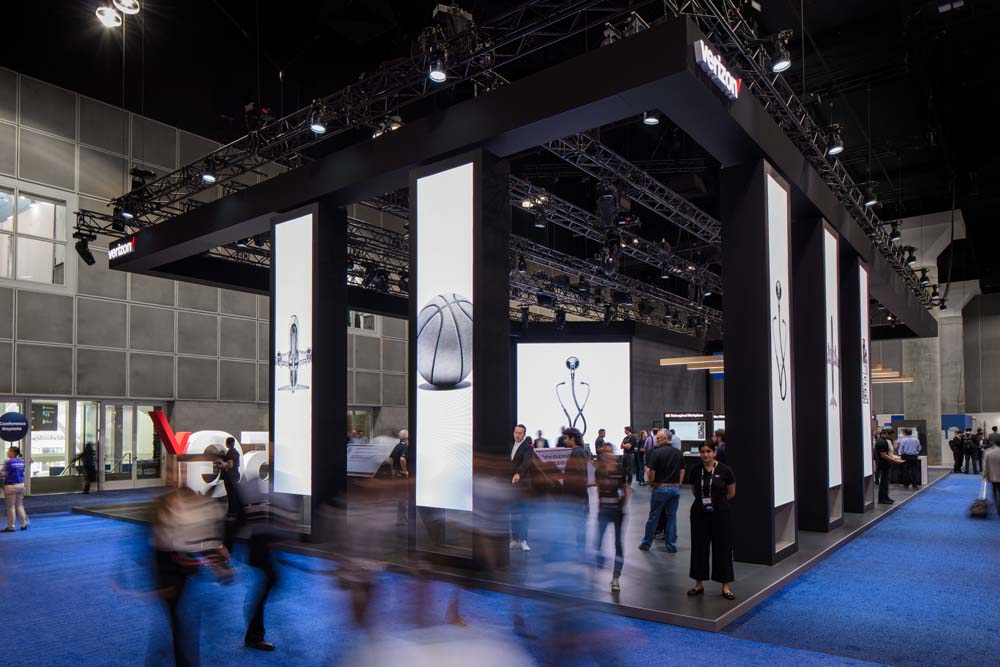 Verizon 5g booth at the Los Angeles Mobile World Congress Americas photographed by Mark A Steele Photography Inc
