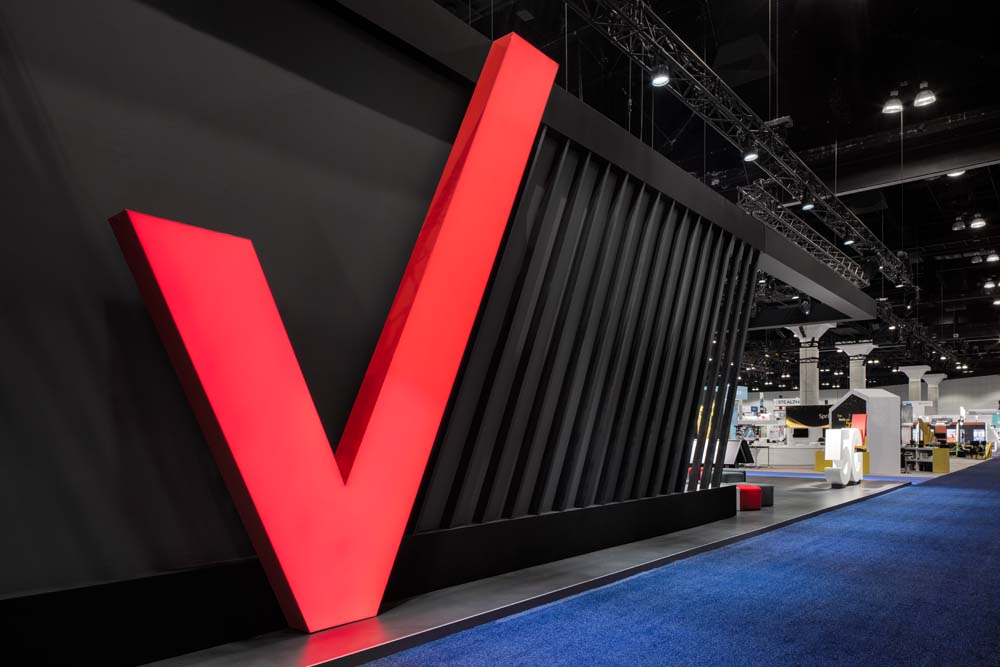 Verizon 5g booth at the Los Angeles Mobile World Congress Americas photographed by Mark A Steele Photography Inc
